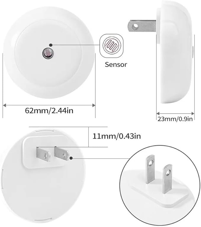 LED Night Light in Dusk to Dawn Smart Sensor Auto Dim Into Wall Night Lamp for Bathroom Hallway Kitchen Stairway Bedroom(1pc Amber)