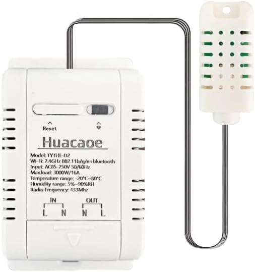 High Power Tuya 16A WiFi Temperature Humidity Controller -Wireless Remote Control with Energy Consumption Monitoring,for Greenhouse,Homebrew,Climbing Pet Breeding,Incubator,Alexa Voice Compatible