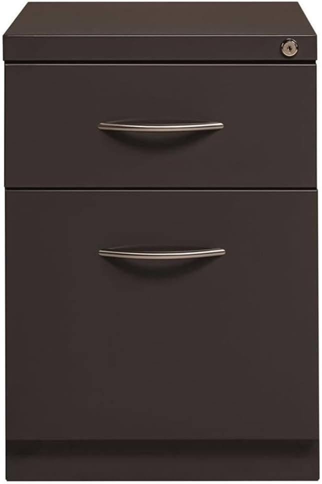 Pemberly Row 20" 2-Drawer Modern Metal Mobile Pedestal File Cabinet in Charcoal