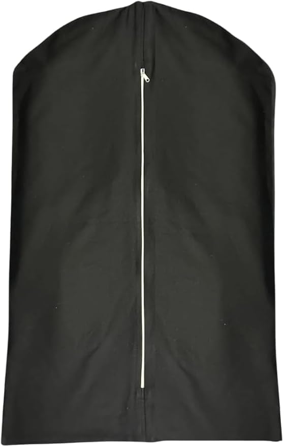 Garment Bag for Hanging Clothes – Organic Cotton Suit & Coat Cover with Zipper | Breathable Closet Organizer for Travel & Storage (X-Large (24"x60"), Black)