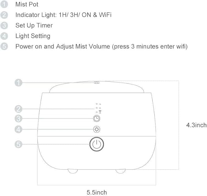 Humidifiers Aroma, Silent Fog, Smart, Can Be Connected to WiFi, Use App Control, Better Sleep and Breathing