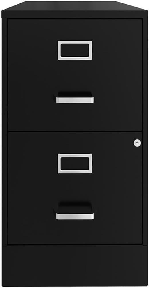 Pemberly Row 2 Drawers 26.7" Vertical Black Metal Filing Cabinet Lockable Pre-Assembled Stationary Letter Size for Home, Office