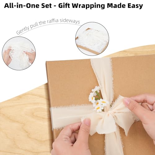 Vienrose 10 x 10 Inch Scrapbook Album Gift Set, Linen Hardcover Photo Book with 40 White Pages, DIY Memory Book Kit with Accessories for Wedding, Baby Shower, Travel, Christmas (Beige, 20 Sheets)