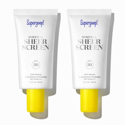 Supergoop! Mineral Sheerscreen SPF 30 PA+++, 1.5 fl oz - Pack of 2 - Mineral, Broad Spectrum Face Sunscreen + Primer + Helps Filter Blue Light - Satin Finish - For All Skin Types