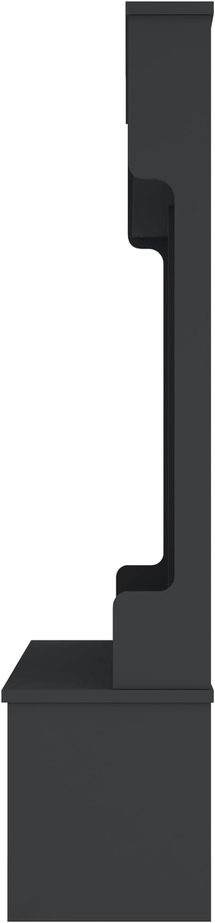 Modern Entryway 3-Tier Hall Tree, Coat Rack with Shoe Storage, Bench Seat, 6 Metal Hooks and Open Shelves, for Organized Homes (Black)