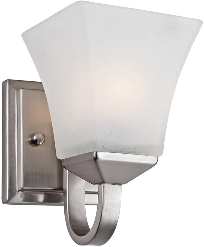 Design House 587733 Torino Traditional 1-Light Indoor Dimmable Up/Down Mount Bathroom Vanity Light with Frosted Glass for Hallway Foyer, Satin Nickel