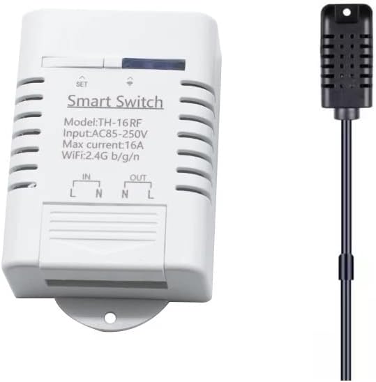 eWeLink Smart 16A Switch with Temperature and Humidity Monitoring, WiFi Thermostat Controller Compatible with Alexa Google Home (Temperature and Humidity)