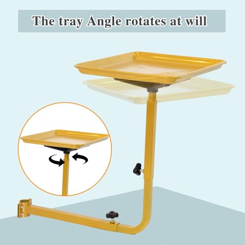 Salon Tray for Hair Stylist Steel Salon Tray Attached to Chair 360 Degree Rotating for Barber Chairs Hairdressing Tools Tattoo(Golden)