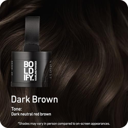 BOLDIFY Hairline Powder - Root Touch Up Hair Color for Gray Coverage - Bald Spot Concealing Hair Powder for Women & Men - 24-Hour Stain-Proof - Dark Brown