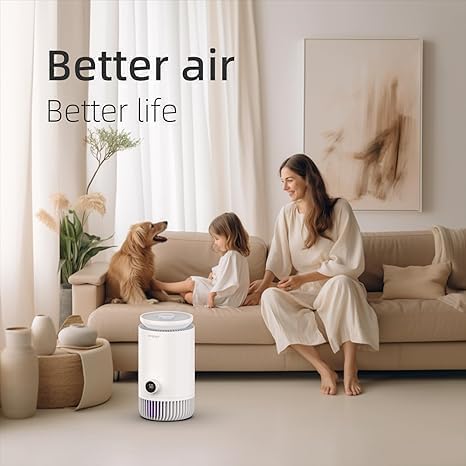 2 in 1 Air Purifier and Evaporative Humidifier Combo for Bedroom, H13 True HEPA Filter, Cool Mist-Free Air Humidifiers Pets Dust Smoke Pollen T3pro, White