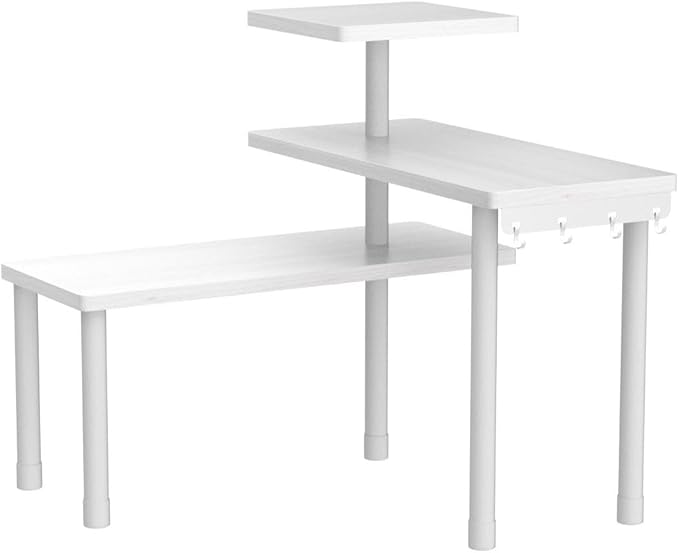 JayRex Bathroom Organizer Countertop Corner Shelf, 3 Tier Moveable Organizer for Make Up, Dresser Table, Desktop (White)