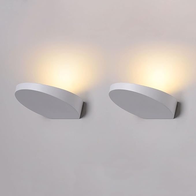 Set of 2 Warm White 3000K LED Stair Lights, 5W Indoor Wall Sconces for Living Room and Bedroom - Picture Gallery Lighting (White)