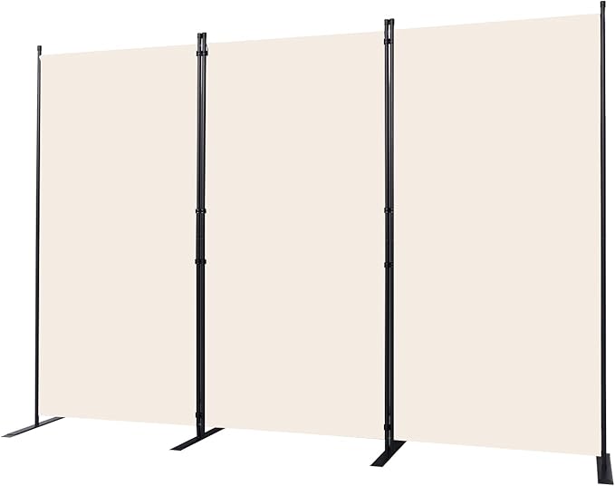 Room Divider, 3 Panel Folding Privacy Screens with Wider Support Feet, 6 Ft Portable Room Partition for Room Separator, 102" W X 71" H, Beige