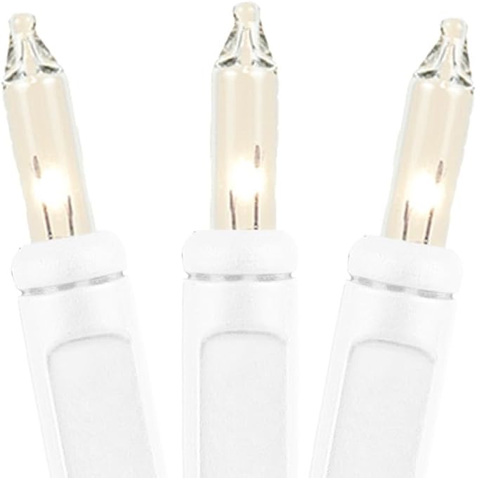 Novelty Lights 5.5 Feet 10 Bulb Clear Mini Light String on White Wire, Non-Connectable Incandescent Fairy Lights for Bottles and Crafts, 4" Bulb Spacing, 24" Lead, Stackable Fused Plug