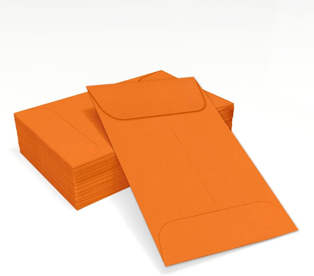 LUXPaper #1 Coin Envelopes | 2 1/4" x 3 1/2" | Mandarin Orange | 80lb. Text | 500 Qty