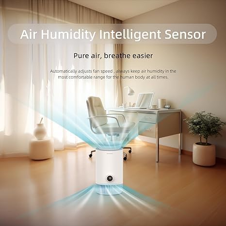 2 in 1 Air Purifier and Evaporative Humidifier Combo for Bedroom, H13 True HEPA Filter, Cool Mist-Free Air Humidifiers Pets Dust Smoke Pollen T3pro, White