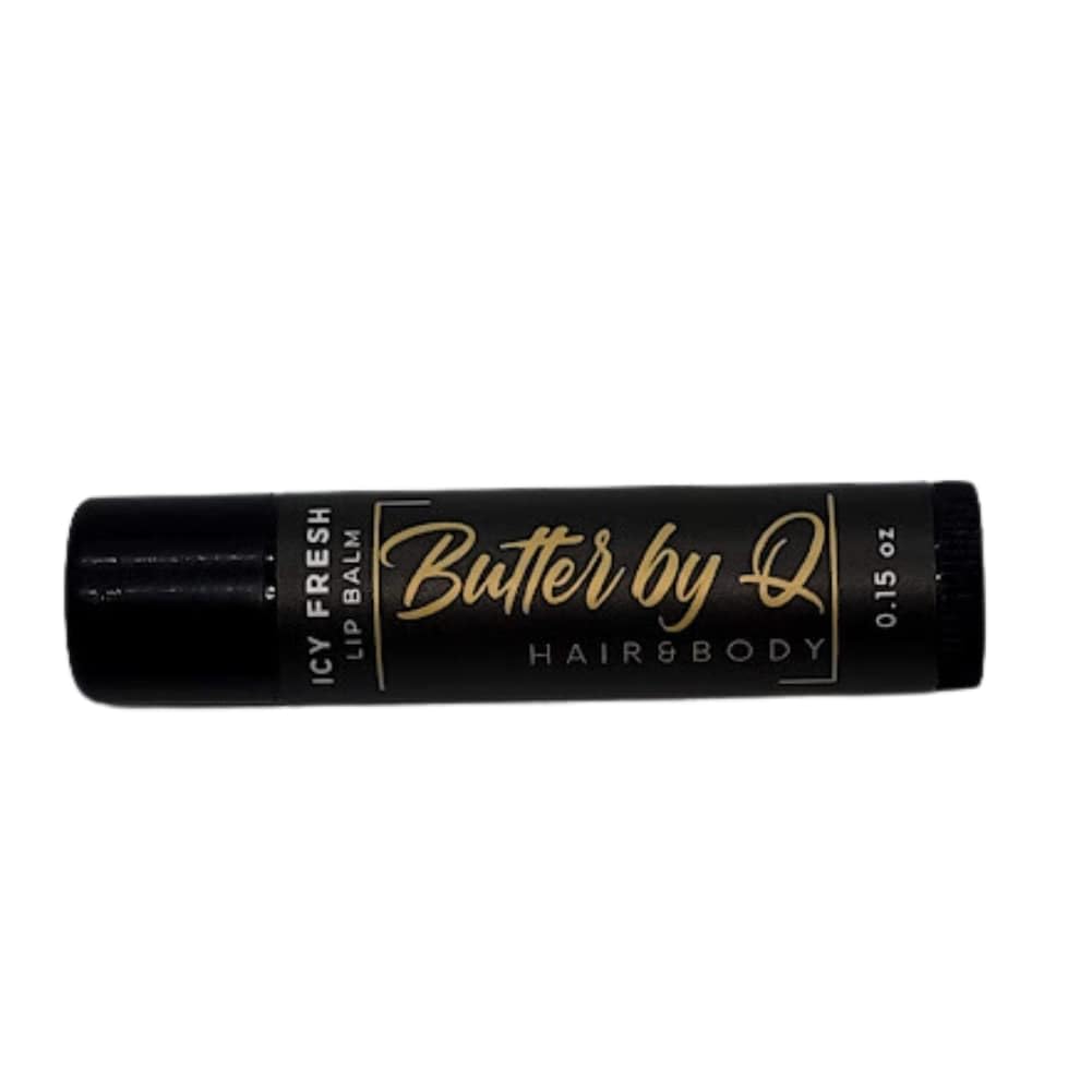 Butter By Q- Icy Fresh Lip Balm- Best Lip Balm, Dry, Chapped Lips. A 100% Natural Alternative to Chapstick. Natural Shea Butter Lip Balm, Lip Moisturizer, and How to Get Rid of Chapped Lips, Kid Safe.