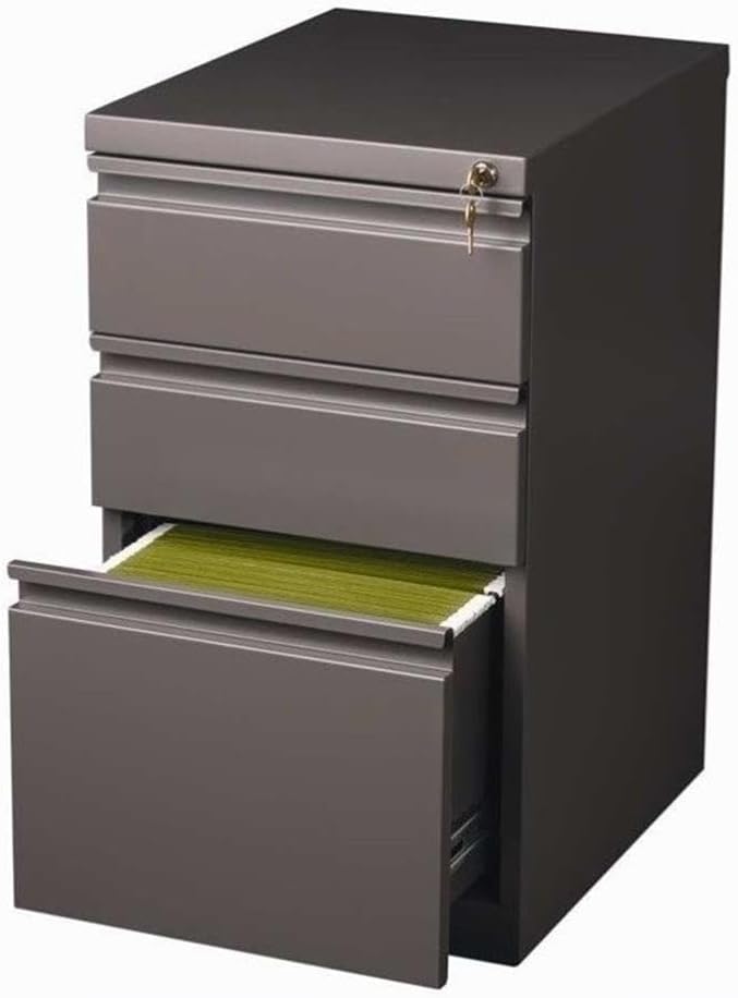 BOWERY HILL 20" 3-Drawer Modern Metal Mobile Pedestal File Cabinet in Espresso