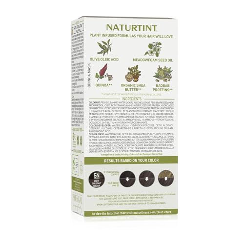 Naturtint 5N Light Chestnut Brown Permanent Hair Color (Pack of 1), Ammonia Free, Vegan, Cruelty Free, up to 100% Gray Coverage, Long Lasting Results (Packaging may vary)