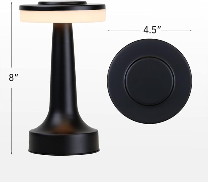O’Bright Portable LED Table Lamp with Touch Sensor, 3-Levels Brightness, Rechargeable Battery Up to 48 Hours Usage, Night Light for Kids Nursery, Nightstand Lamp, Bedside Lamp (Matte Black)
