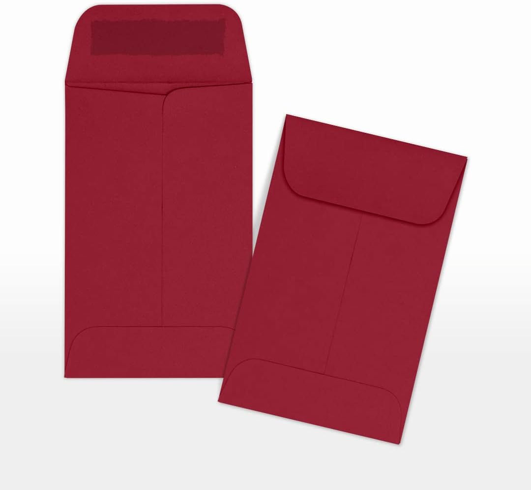 LUXPaper #1 Coin Envelopes | 2 1/4" x 3 1/2" | Garnet Red | 80lb. Text | 1,000 Qty