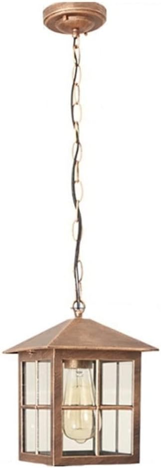 Outdoor Glass Hanging Lamp, Pendant Light Height Adjustable for Porch Garden Courtyard Gazebo Suspension Light(Bronze), Size