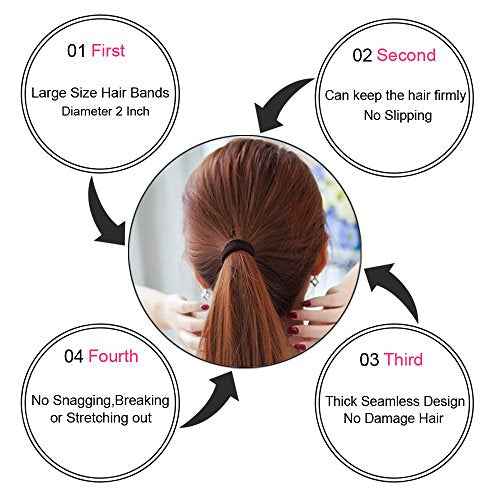 J-MEE Hair Bands Hair ties for Thick Hair 100PCS Seamless Cotton Simply Ponytail Holders Headband Scrunchies Hair Accessories No Crease Damage (Neutral Colors)