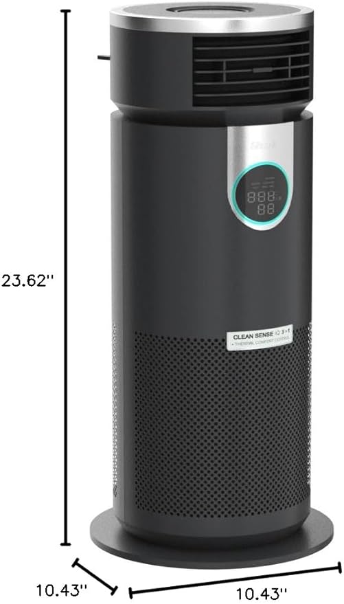 Shark 3 in 1 Air Purifiers for Home, Bedroom, or Office with HEPA Filter, Small Space Heater and Fan Combo, Filters Smoke, Covers up to 500 Sq Ft, Clean Sense Technology, Heat, Cool and Purify, HC452
