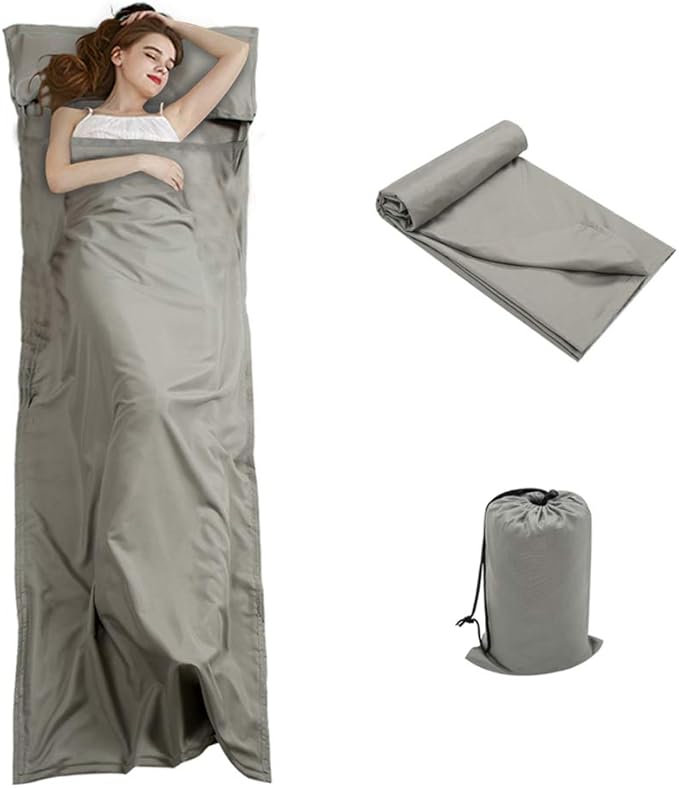 Travel and Camping Sheet Sleeping Bag Liner - Lightweight Compact and Portable Adult Sleeping Bag - Ideal for Traveling,Hostels and Camping