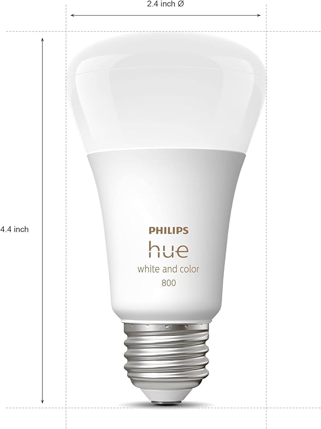Philips Hue Smart Light Bulbs Starter Kit, Includes (1) Bridge, (2) 60W A19 Bulbs, White and Color Ambiance LED Color Changing Lights, 800LM, E26, Control with App or Voice Assistant