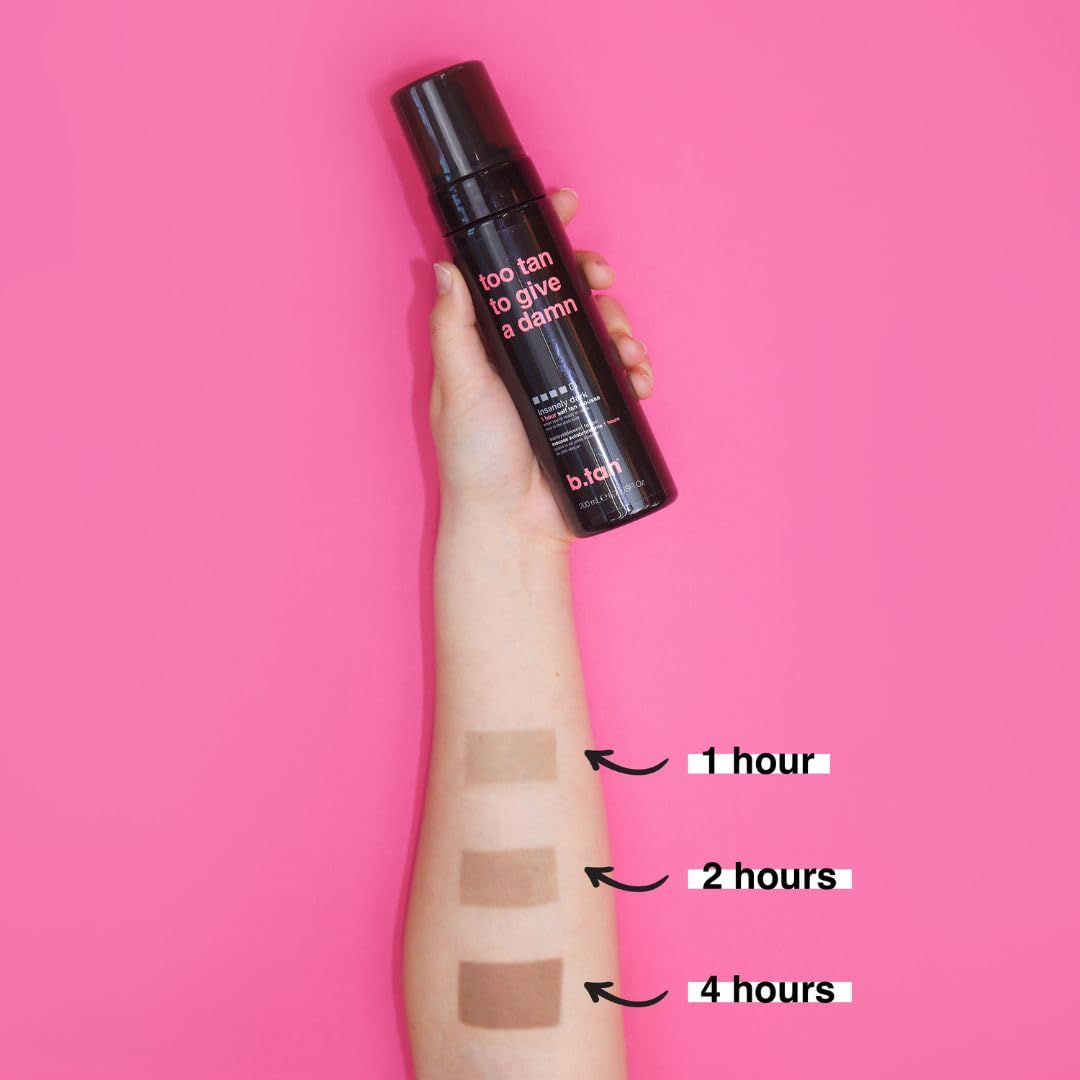 b.tan Ultra Dark Self Tanner Mousse | Too Tan - Best, 1 Hour Express Sunless Tanning Foam, Gold Bronzing Glow, No Fake Tan Smell, Face & Body, Vegan, Cruelty & Paraben Free, 6.7 Fl Oz