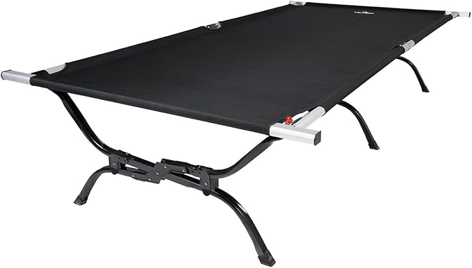 Teton Camping Cot with Patented Pivot Arm, Folding Camping Cot, Durable Heavy Duty Canvas, Comfortable Sleeping Bed for Adults, Portable