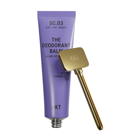 AKT, THE DEODORANT BALM. Award winning, multi-use, natural deodorant. Plastic Free. Gender Free. Aluminium Free. 100% effective â 1 tube lasts up to 3 months.SC.03 THE ONSEN. 50ml/1.76 FL.OZ