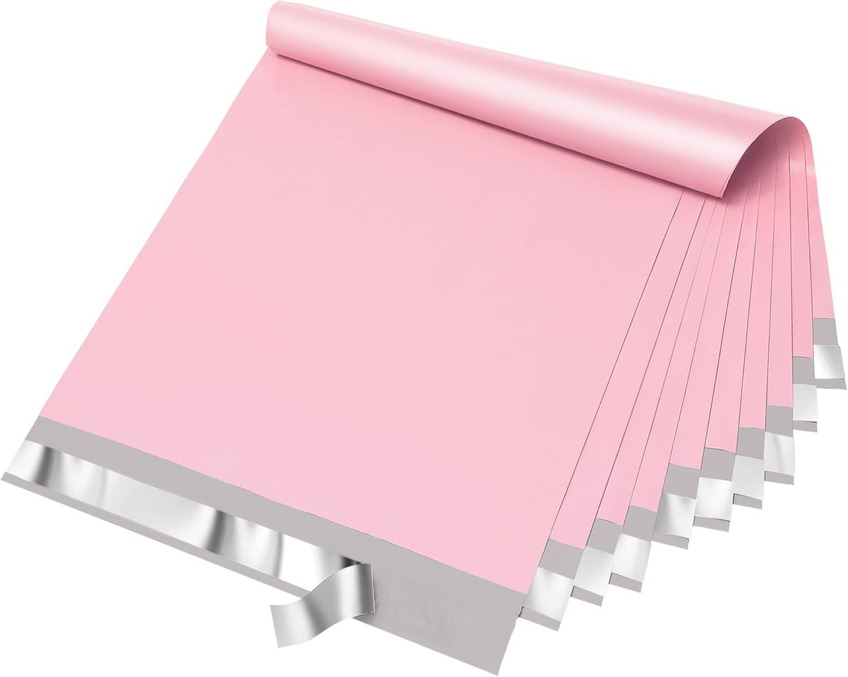 Fuxury Poly Mailers 12x15.5Inch 50 Pcs, Waterproof Shipping Bags for Clothing, Strong Adhesive Shipping Envelopes for Small Business, Self Seal Mailers Poly Bags Mailing Envelopes Light Pink