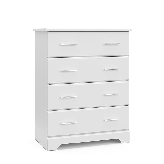 Storkcraft Brookside 4 Drawer Dresser (White) – GREENGUARD Gold Certified, Nursery Dresser for Kids Bedroom, Chest of Drawers
