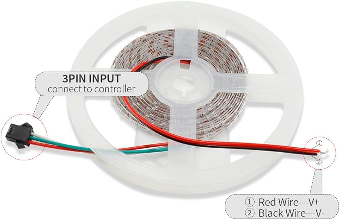 6.5FT WS2812B WS2812 3mm Ultra Narrow LED Strip,DC5V 100LEDs/m Individually Addressable Dream Color Flexible Smart Light Tape for Bedroom,Kitchen,Stage,TV Backlight(No Adapter or Controller)