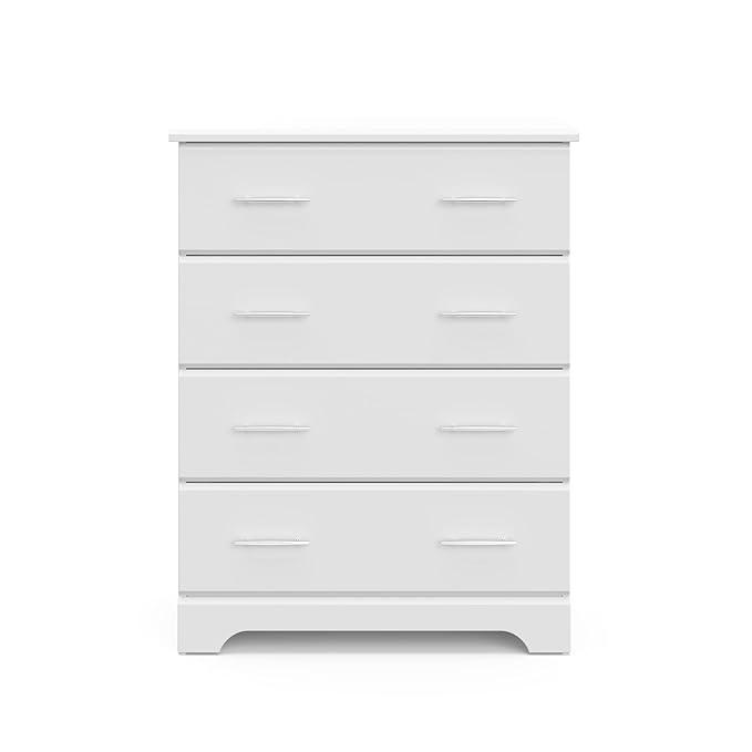 Storkcraft Brookside 4 Drawer Dresser (White) – GREENGUARD Gold Certified, Nursery Dresser for Kids Bedroom, Chest of Drawers