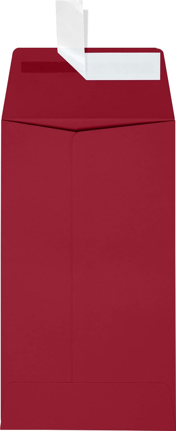 LUXPaper #5 1/2 Coin Envelopes | Peel & Press | 3 1/8" x 5 1/2" | Garnet Red | 80lb. Text | 1,000 Qty