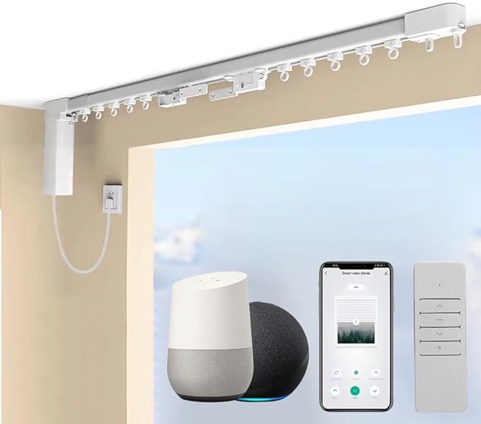 Mini Smart Curtain Track System, WiFi Motorized Curtain Rods Remote Control, Automatic Drapery Opener Compatible with Alexa Google Home, Quiet Electric Tracks (5 meters (196.8 inches))