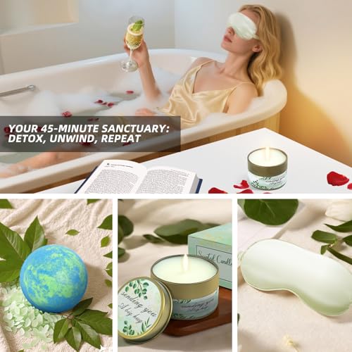 Women's Self Care Gift Basket with Luxury Flannel Blanket & Rose Scented Spa Set - Relaxing Birthday Gifts for Women, Get Well Soon Present for Her, Mother's Day Gift for Mom, Wife, Girlfriend