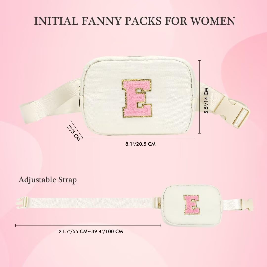 YOOLIFE Birthday Gifts for 3 4 5 6 7 8 9 10 11 12 13 Year Old Girls, Initial Fanny Pack for Girls Crossbody Bag Belt Bag Purse, Beige L