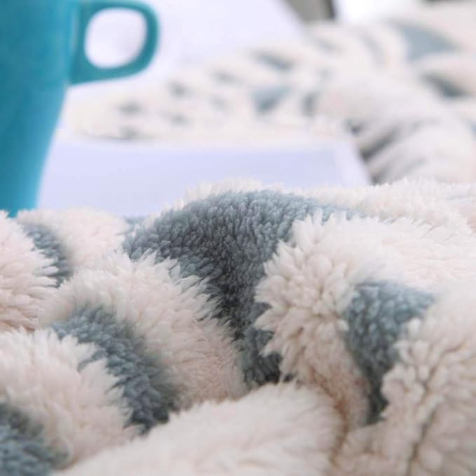 LOMAO Sherpa Fleece Blanket Fuzzy Soft Throw Blanket Dual Sided Blanket for Couch Sofa Bed (Light Blue, 90''x110'')