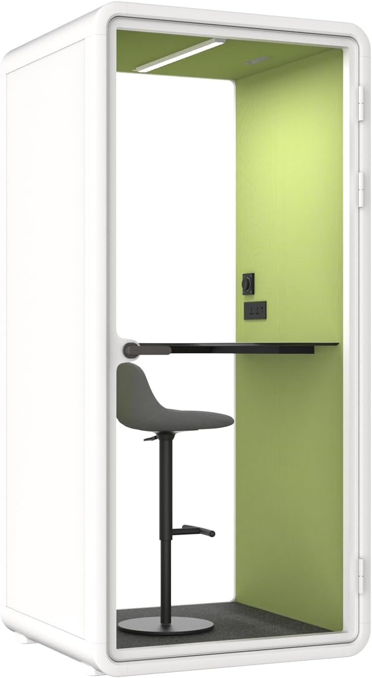 Quiet Meeting Pod with Acoustic Panels, Office Soundproof Room with Furniture, Portable Removable Working Booth for Private Phone Calling, Study, Individual Seater Personal Office H92in W43in D40in