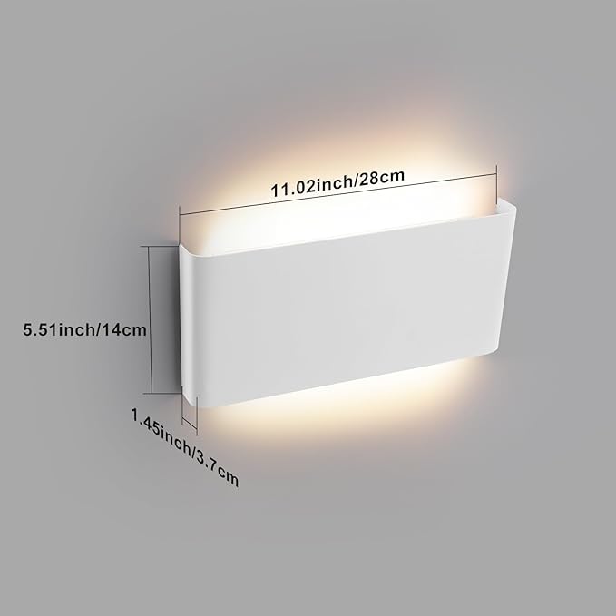 11"Modern LED vanity light,15W Dimmable 5 CCT (3000K-6500K) Adjustable Wall Lamp,Up and Down Wall Lighting,Indoor Wall Sconce for Bedroom,Staircase,Hallway,Dressing Table, 2 Pack（White）
