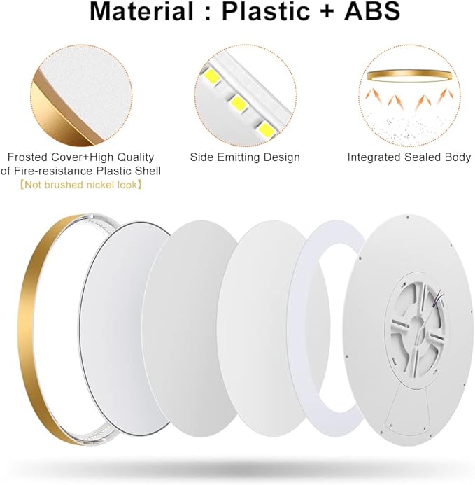 9 Inch LED Flush Mount Ceiling Light Fixture, 3000K Warm White, Low Profile Gold Light Fixture, 18W 1800LM, Round Flat LED Ceiling Light for Closets Bedroom Hallway Stairwells Porch