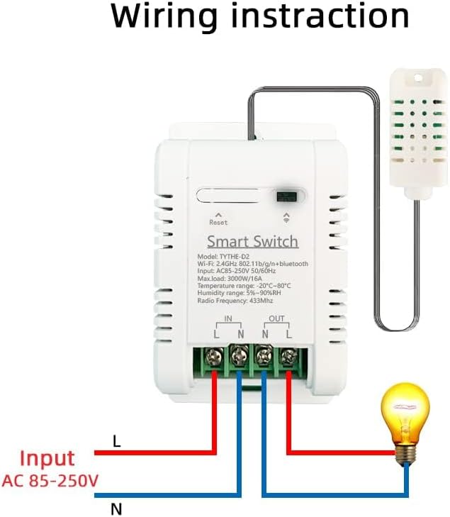 High Power Tuya 16A WiFi Temperature Humidity Controller -Wireless Remote Control with Energy Consumption Monitoring,for Greenhouse,Homebrew,Climbing Pet Breeding,Incubator,Alexa Voice Compatible