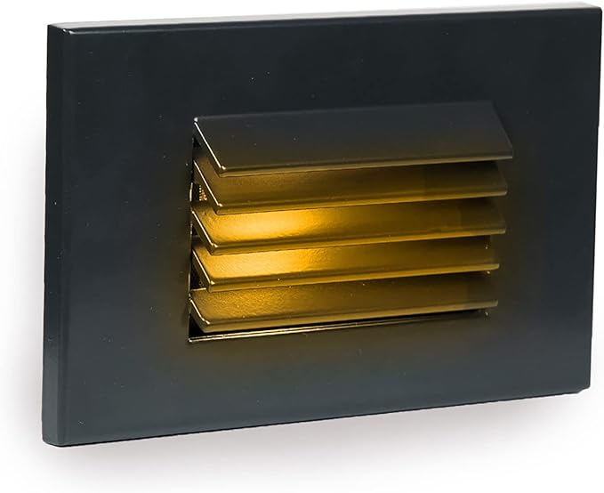 WAC Landscape Lighting, LEDme 120V LED Horizontal Louvered Indoor and Outdoor Step and Wall Light 3000K Built-in LED in Black
