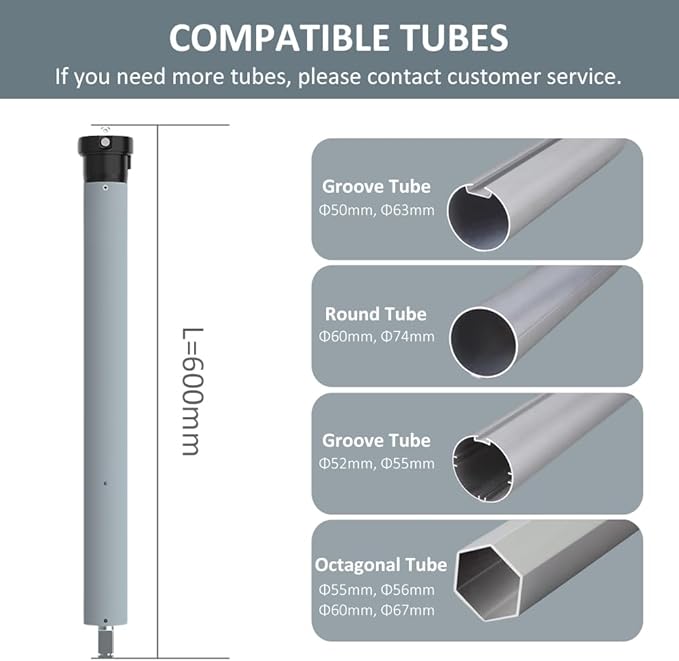 Tuya WiFi Smart Roller Shade Motor 45mm, Electric Blinds Motor No Hub Needed, Compatible with Alexa Google Home, App Control, Heavy Duty Retrofit Kit. (20 N.m for Φ63mm（2-1/2"") Groove Tube