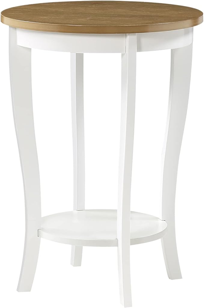 Convenience Concepts American Heritage Round End Table, Driftwood / White