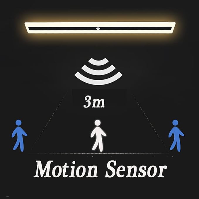 LED Motion Sensor Wall Light Indoor, Modern Minimalist Long Strip Wall Lamp LED Wall Lights for Living Room Bedroom Hallway Decorative,White Light,100cm LED 40W
